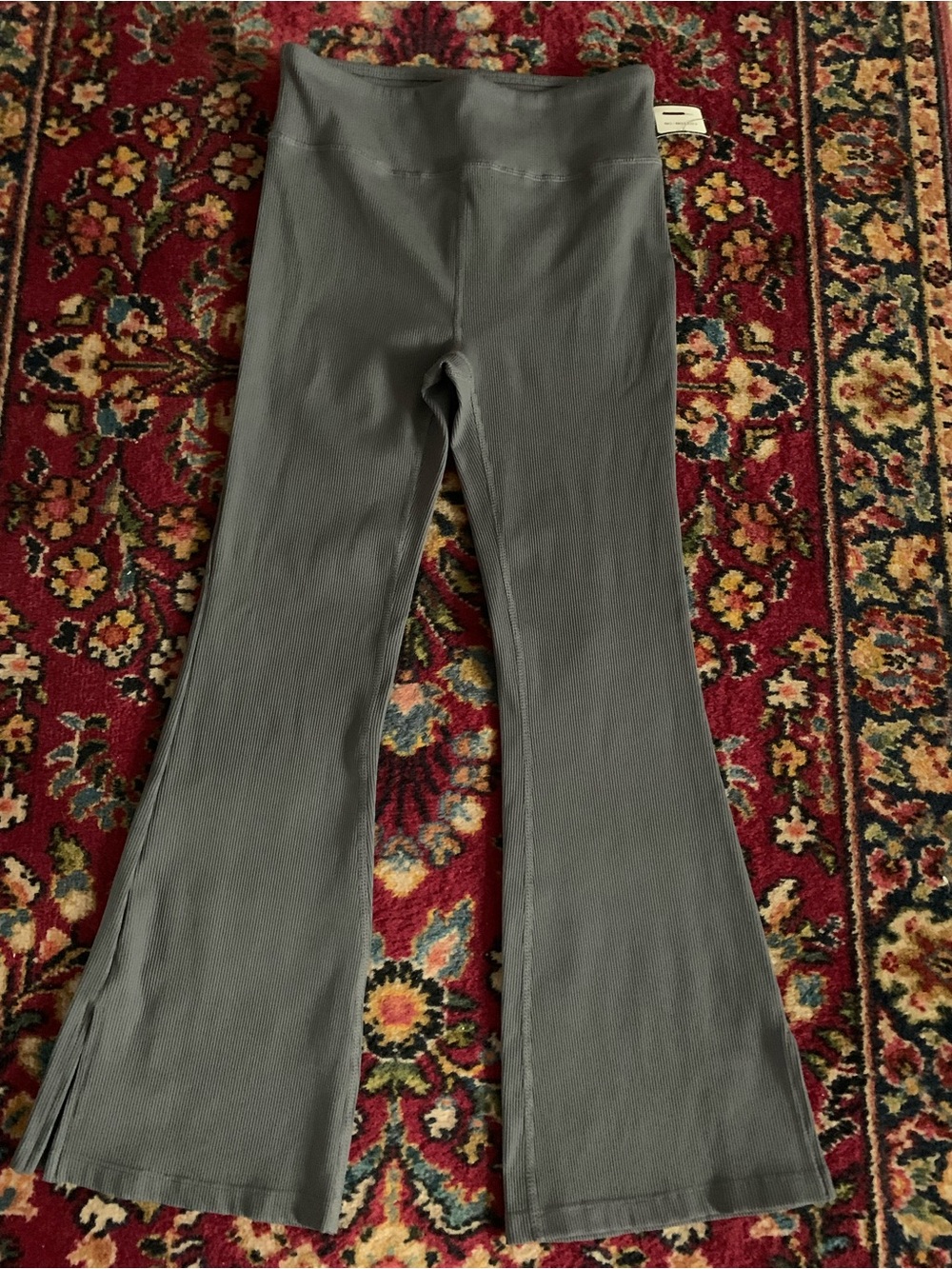 Cotton On Body Pewter Gray Ribbed Flare Pants with Side Slits